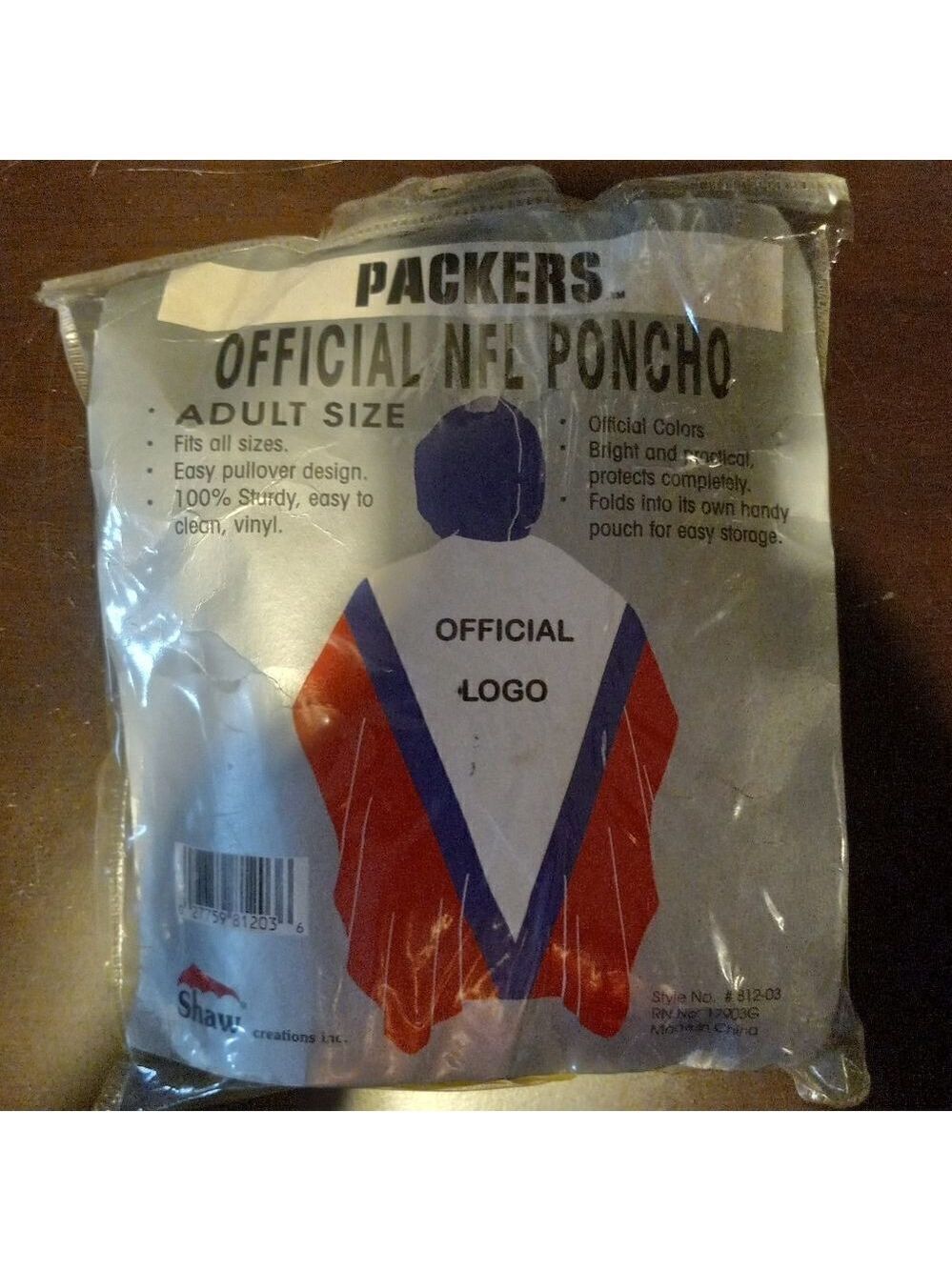 Green Bay Packets Official NFL Licensed Poncho